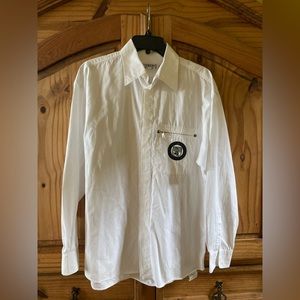 Men Iceberg Peanuts Charlie Brown white button down long sleeve shirt size S
